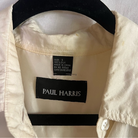 Paul Harris, Collared Women’s Beige Button up Silk Shirt, Size Small - Picture 7 of 8